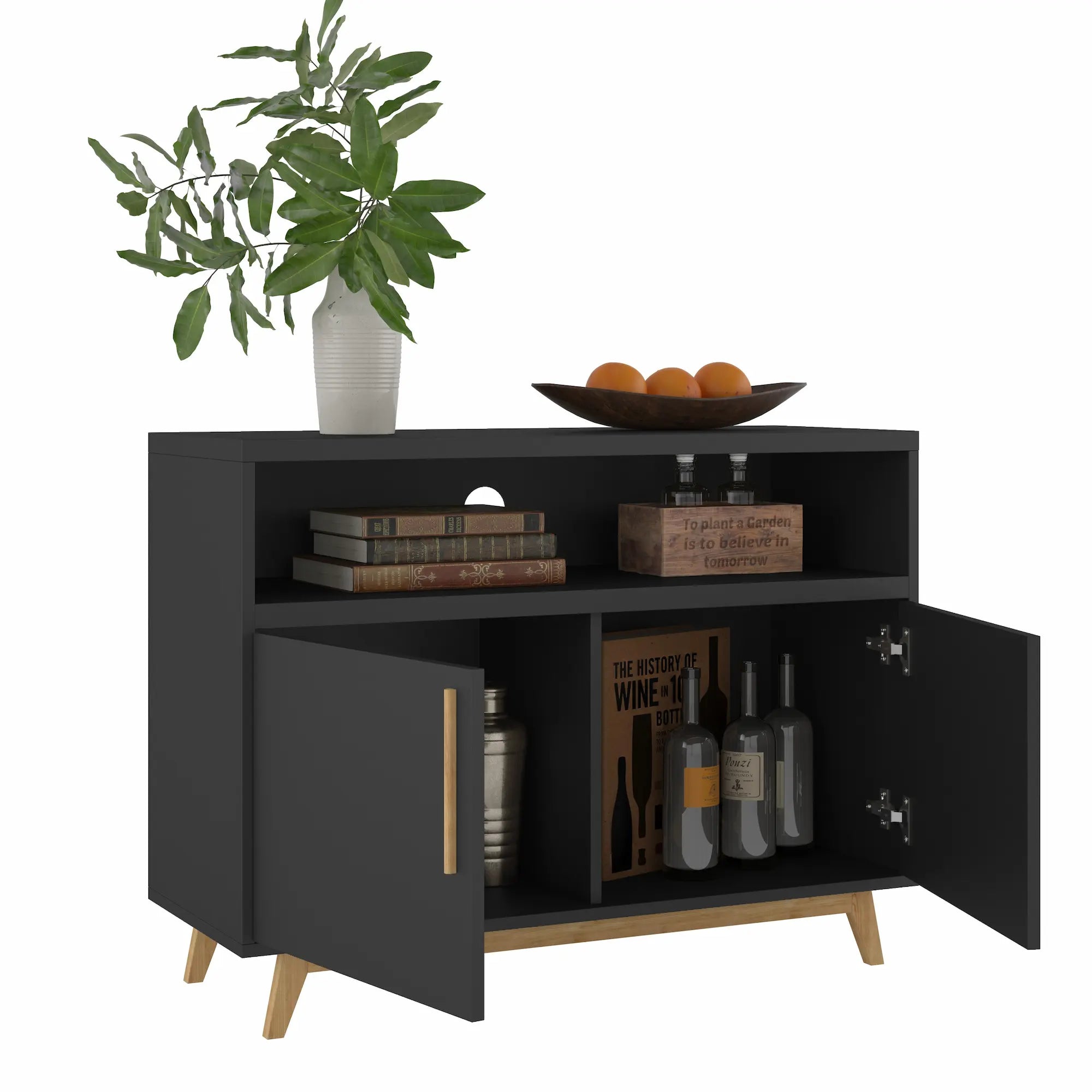 Multi-Room Black Storage Cabinet