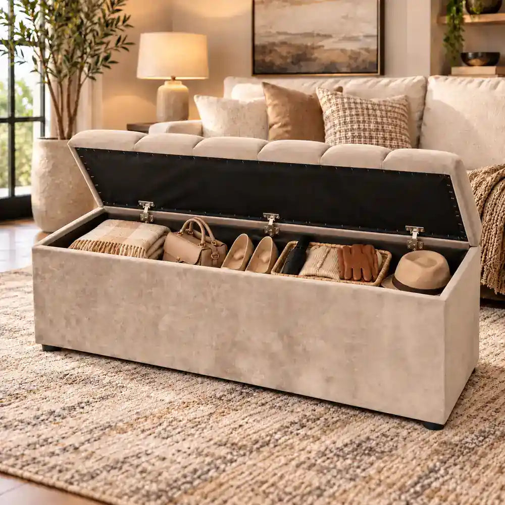 Beth Storage Ottoman Beige