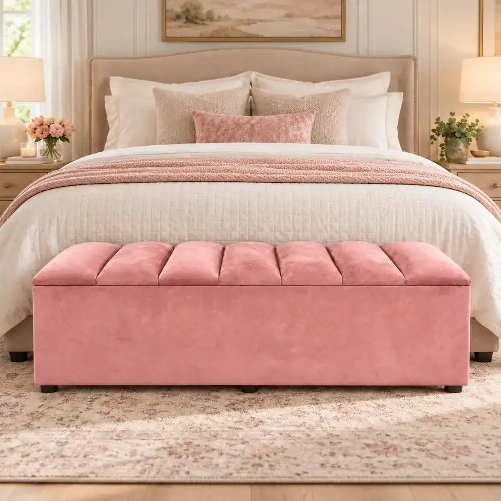 Beth Storage Ottoman Pink