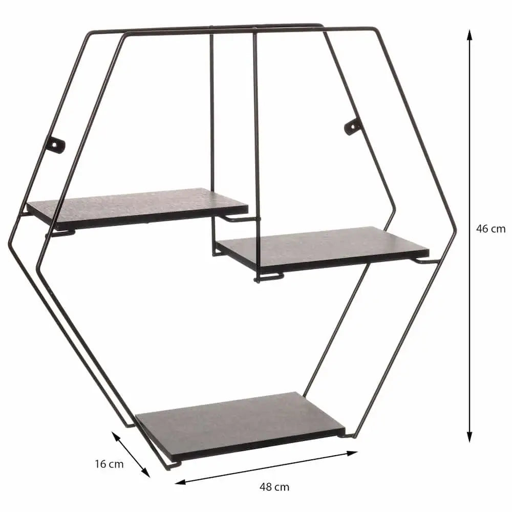 Hexagonal Geometric Shelf Black