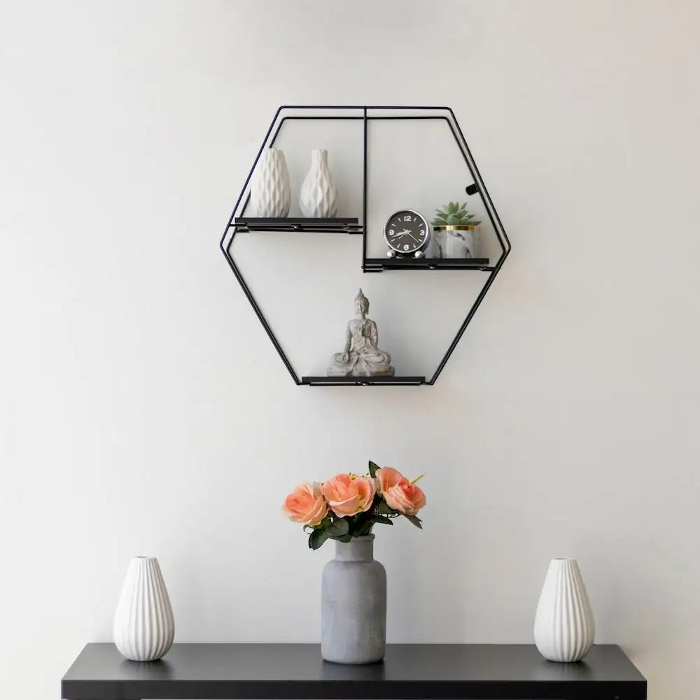 Hexagonal Geometric Shelf Black
