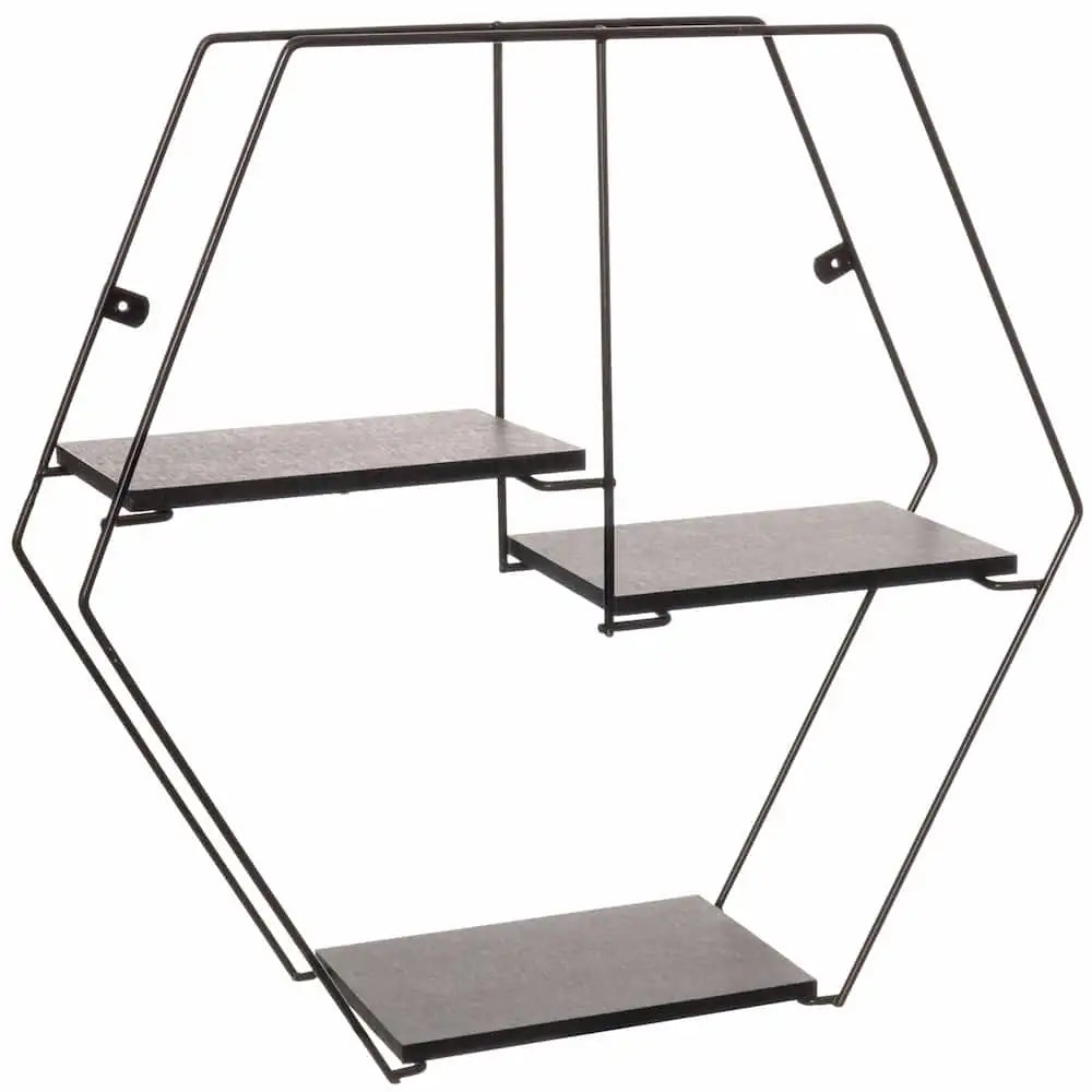 Hexagonal Geometric Shelf Black