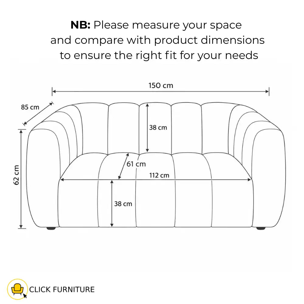Cloud Slimline 2 Seater Couch Beige