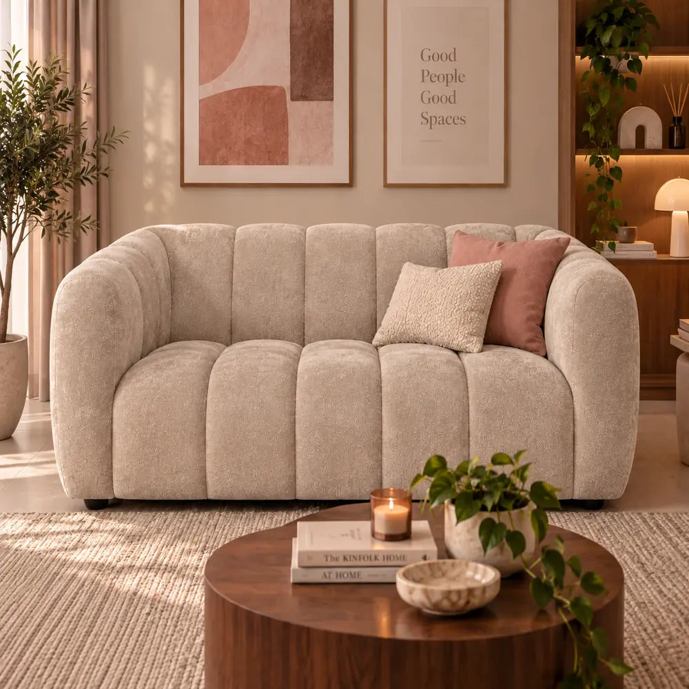 Cloud Slimline 2 Seater Couch Beige