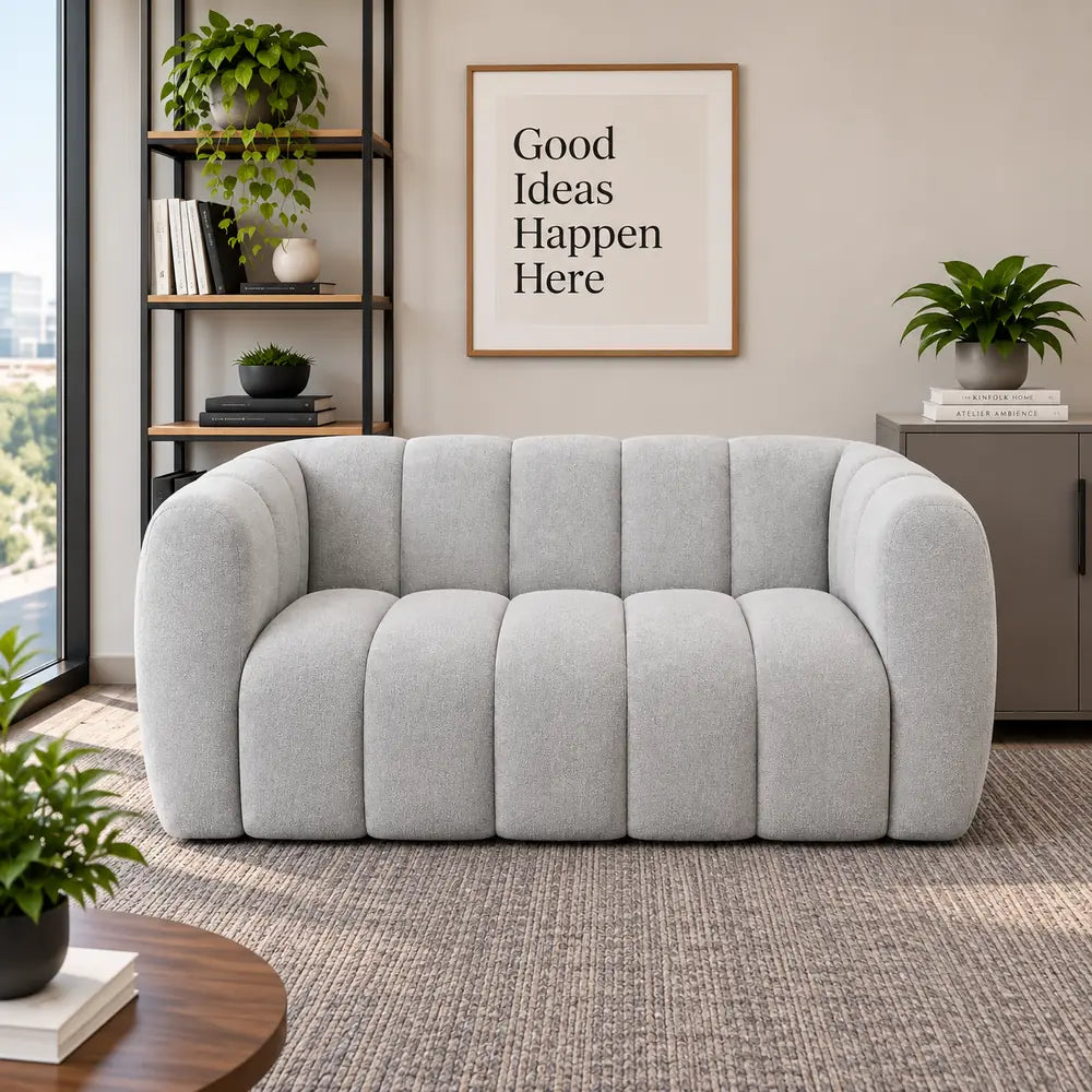 Cloud Slimline 2 Seater Couch Light Grey