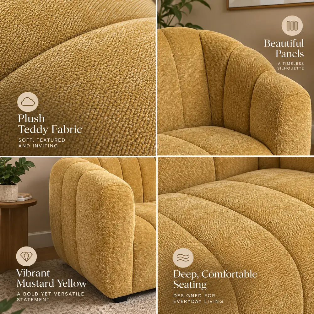 Cloud Slimline 2 Seater Couch Mustard Yellow