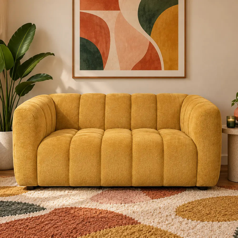 Cloud Slimline 2 Seater Couch Mustard Yellow