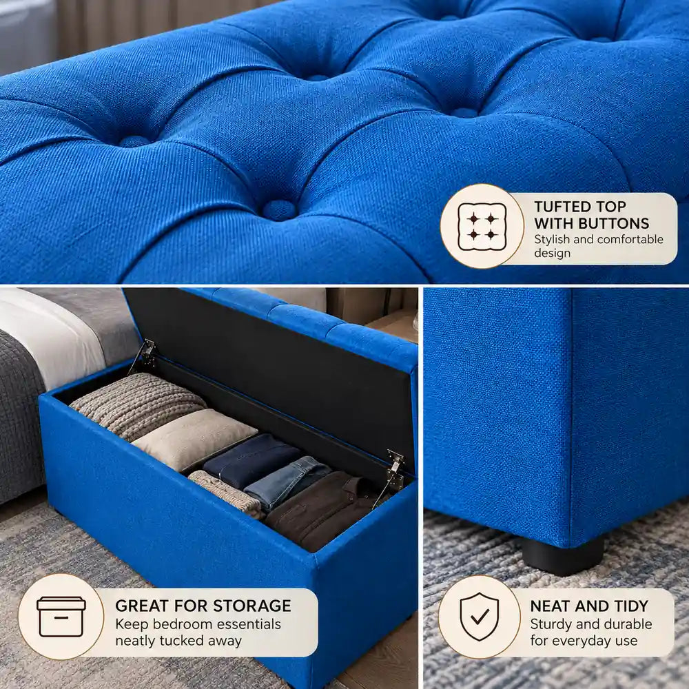 Dutton Storage Ottoman Blue