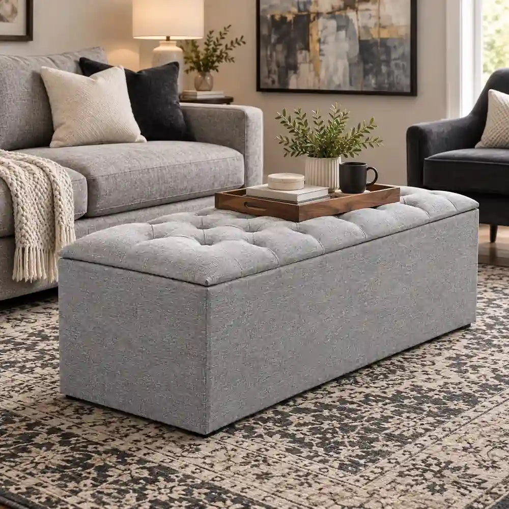 Dutton Storage Ottoman Grey