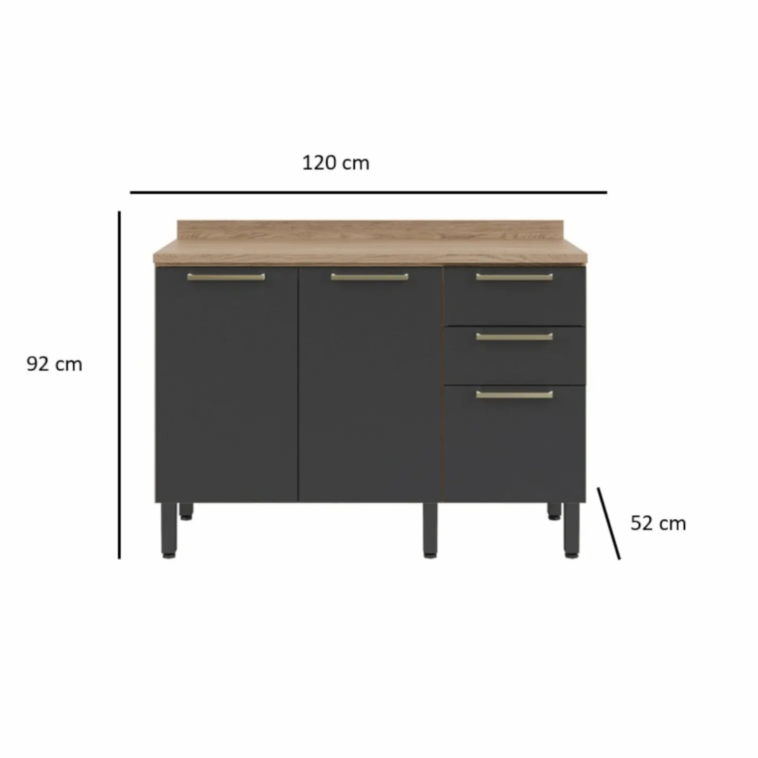 Kitchen 120cm Floor Unit Graphite-Oak