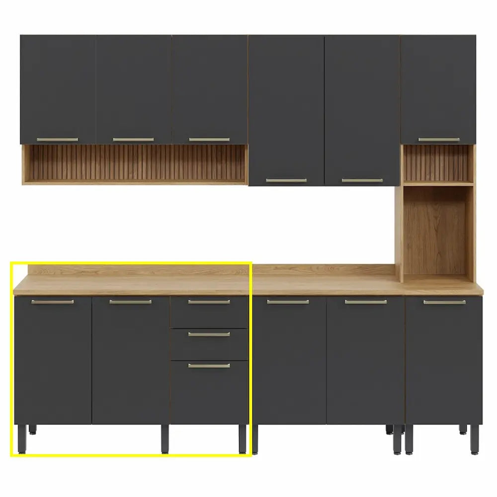Kitchen 120cm Floor Unit Graphite-Oak