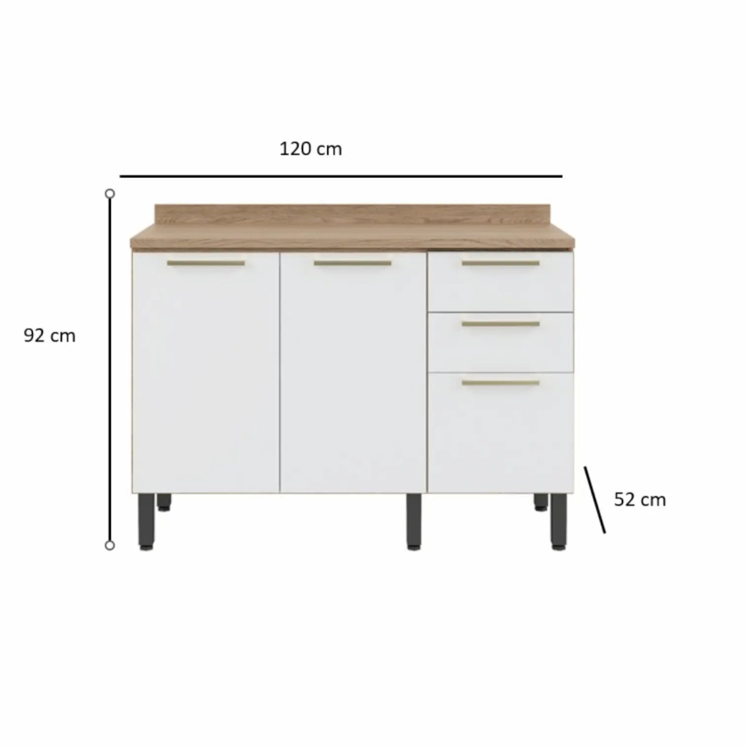 Kitchen 120cm Floor Unit White-Oak