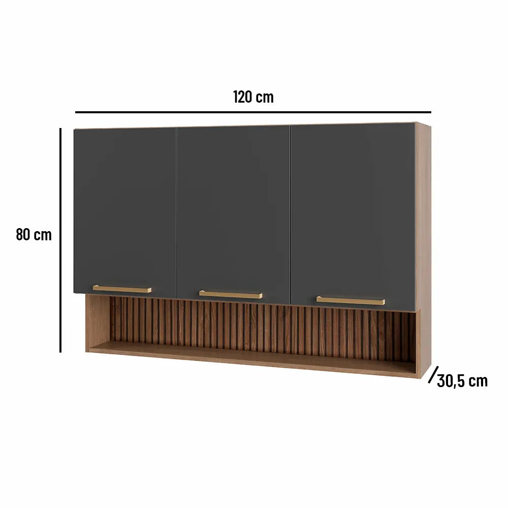 Kitchen 120cm Wall Unit Graphite-Oak