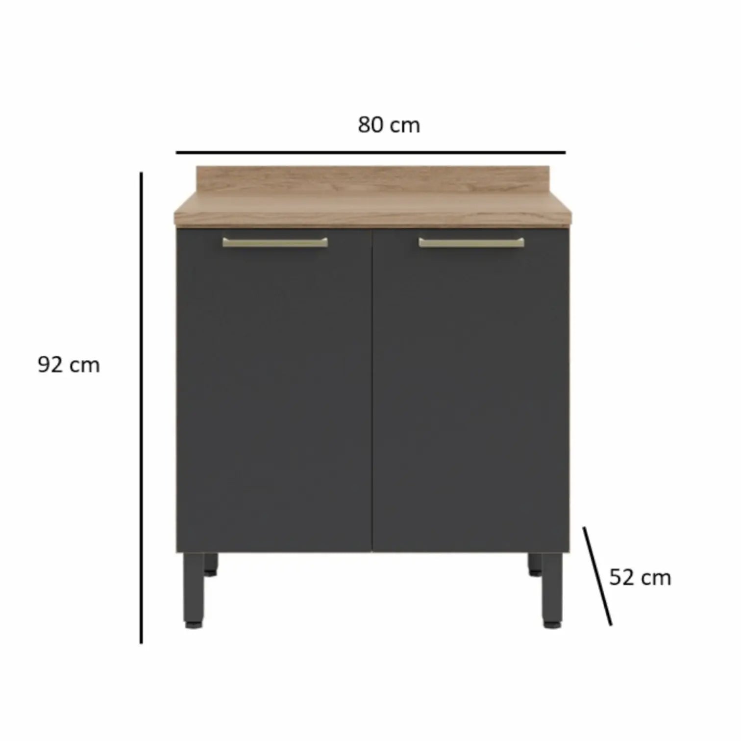 Kitchen 80cm Floor Unit Graphite-Oak