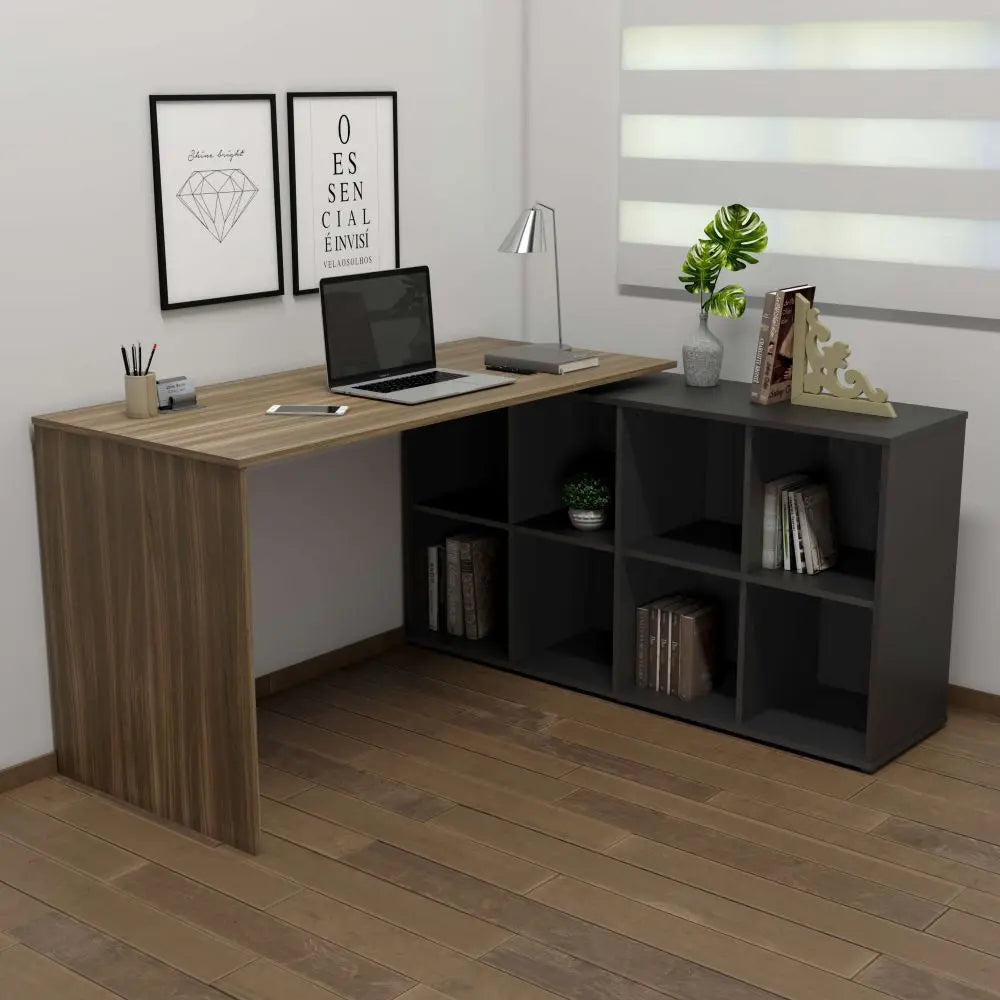 Nero Walnut Brown-Black Office Desk