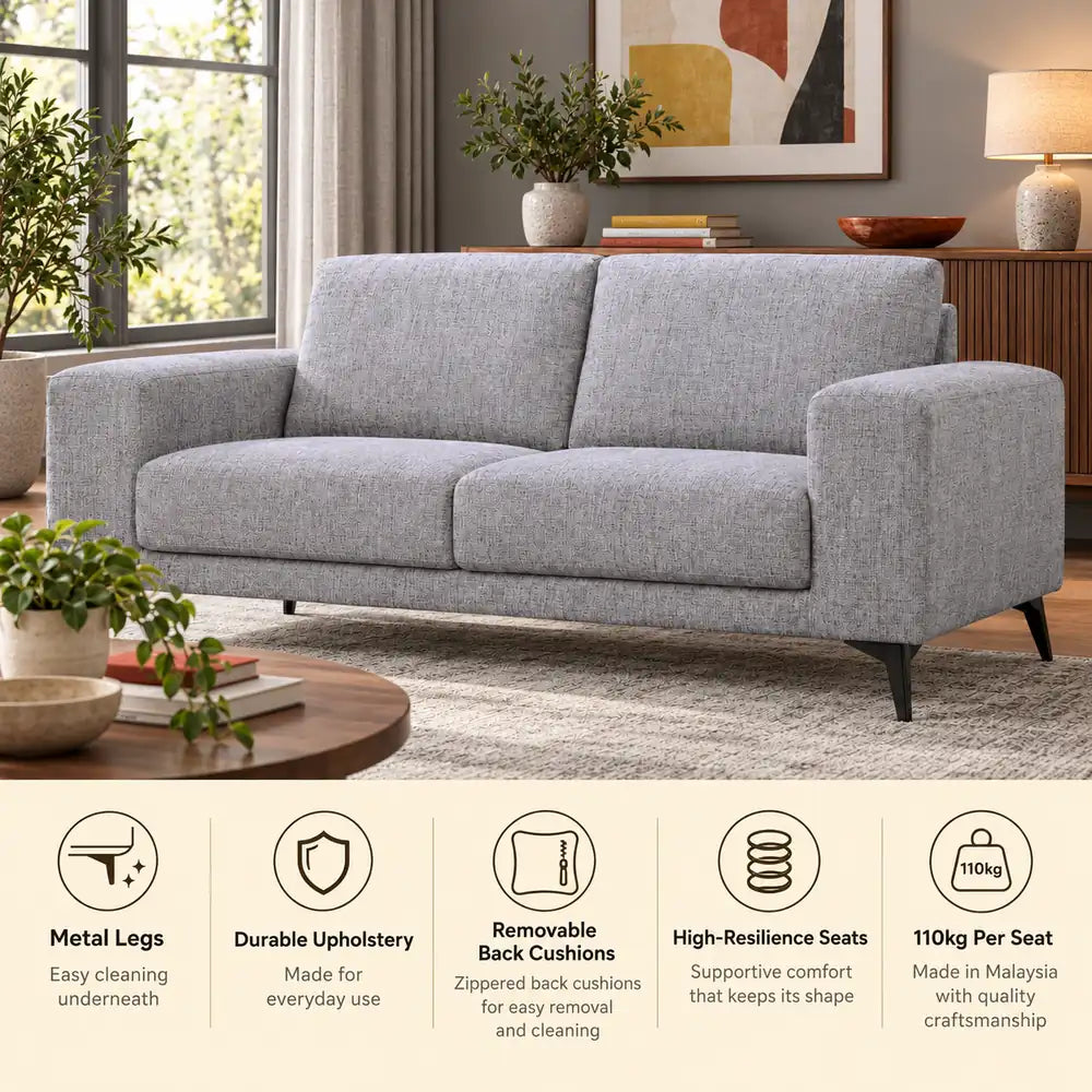 Sandy 2 Seater Couch Grey