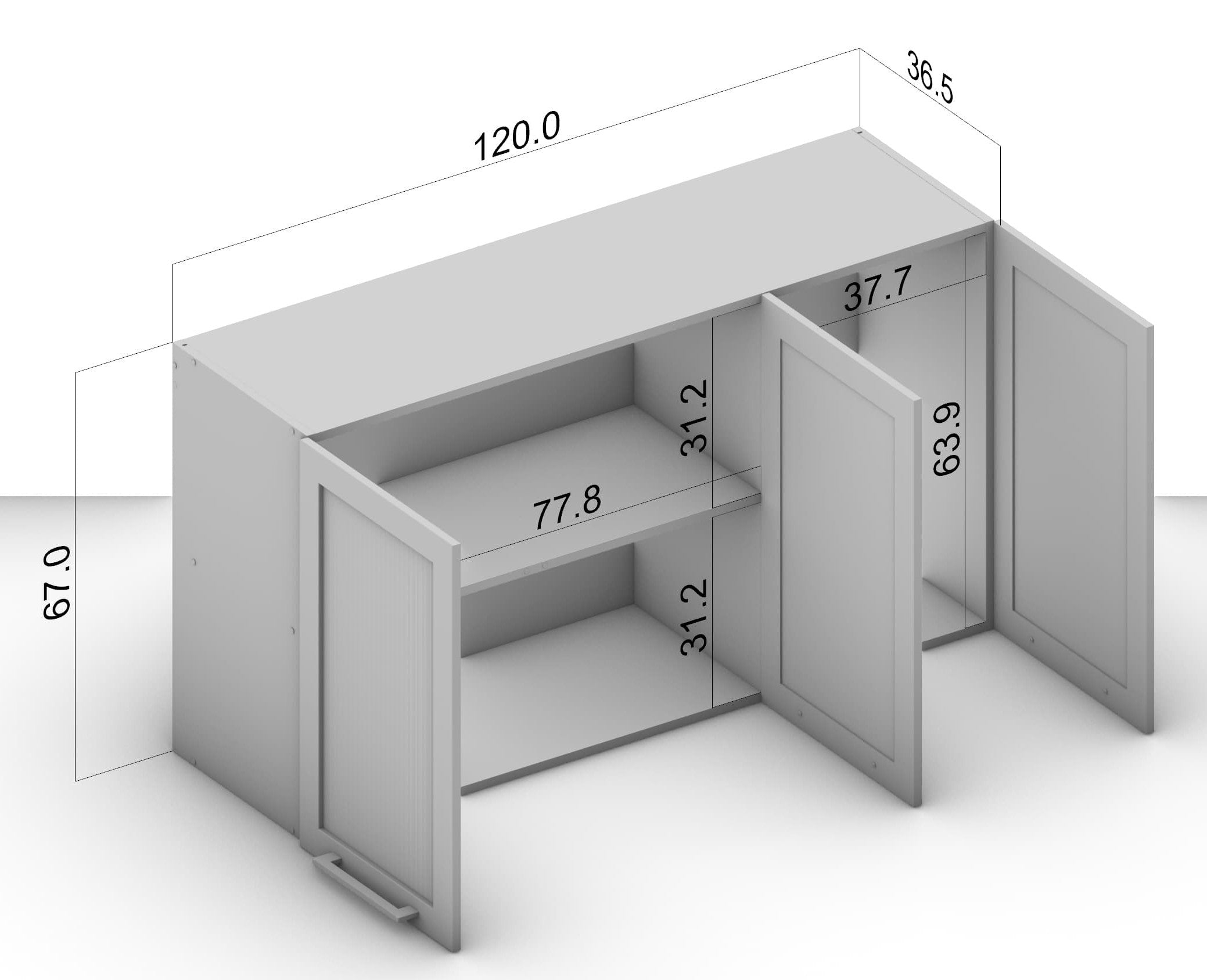 Canelone 3 door 120cm kitchen wall cupboard (3)