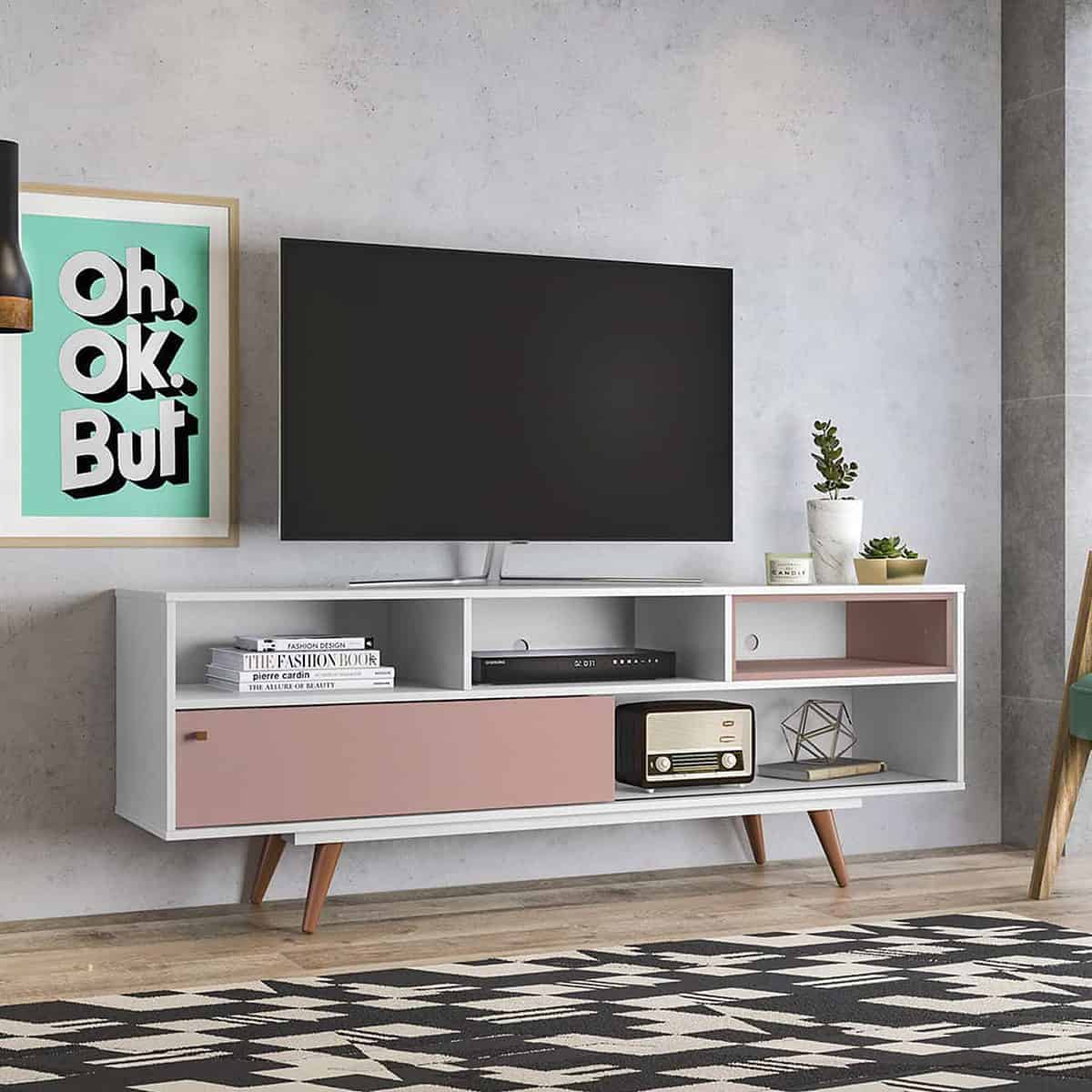 Rosa tv stand white and pink 2