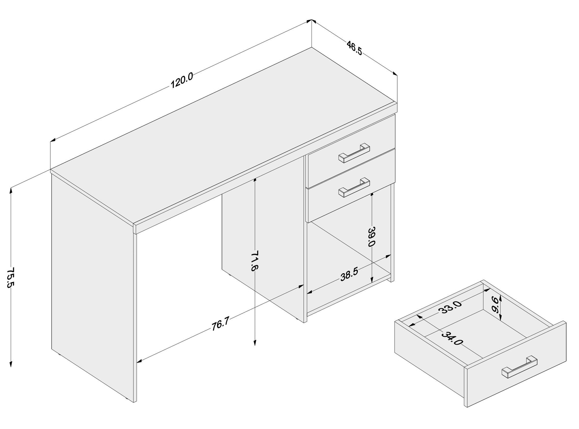 Malta Black Office Table